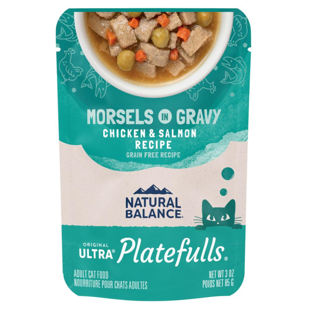 Natural Balance Original Ultra Platefulls Chicken & Salmon Recipe Morsels in Gravy Wet Cat Food Pouches, 3-oz