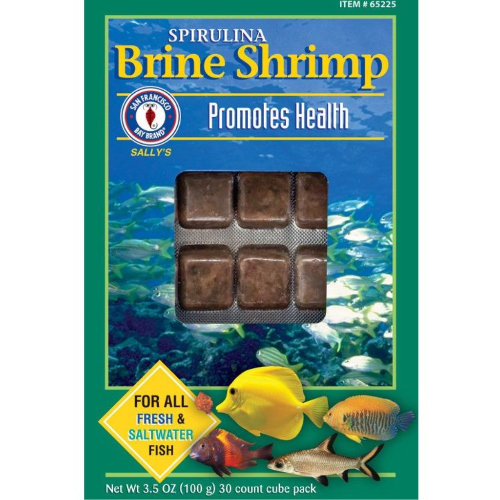 San Francisco Bay Brand Spirulina Brine Shrimp Cube Frozen Fish Food, 3.5-oz