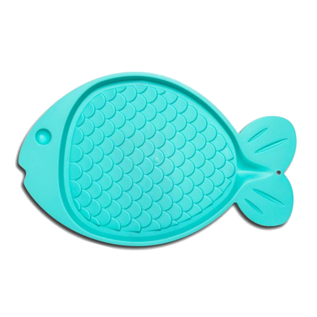 Bella Spill Proof Fish Shaped Cat Mat, Green