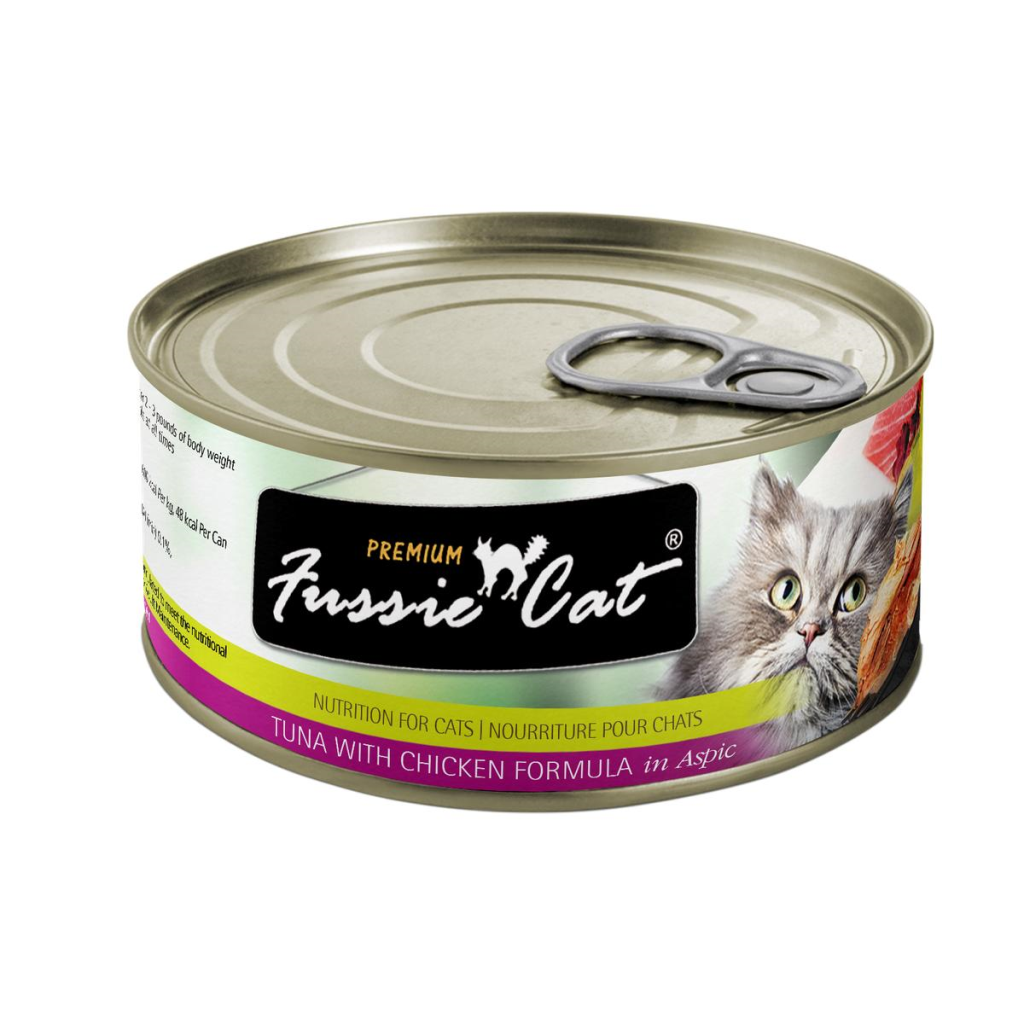 Fussie Cat Premium Tuna with Chicken Formula in Aspic Grain-Free Canned Cat Food, 2.82-oz