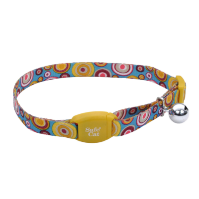Safe Cat Adjustable Breakaway Cat Collar with Magnetic Buckle, Golden Kaleidoscope, 3/8-in x 8-in-12-in