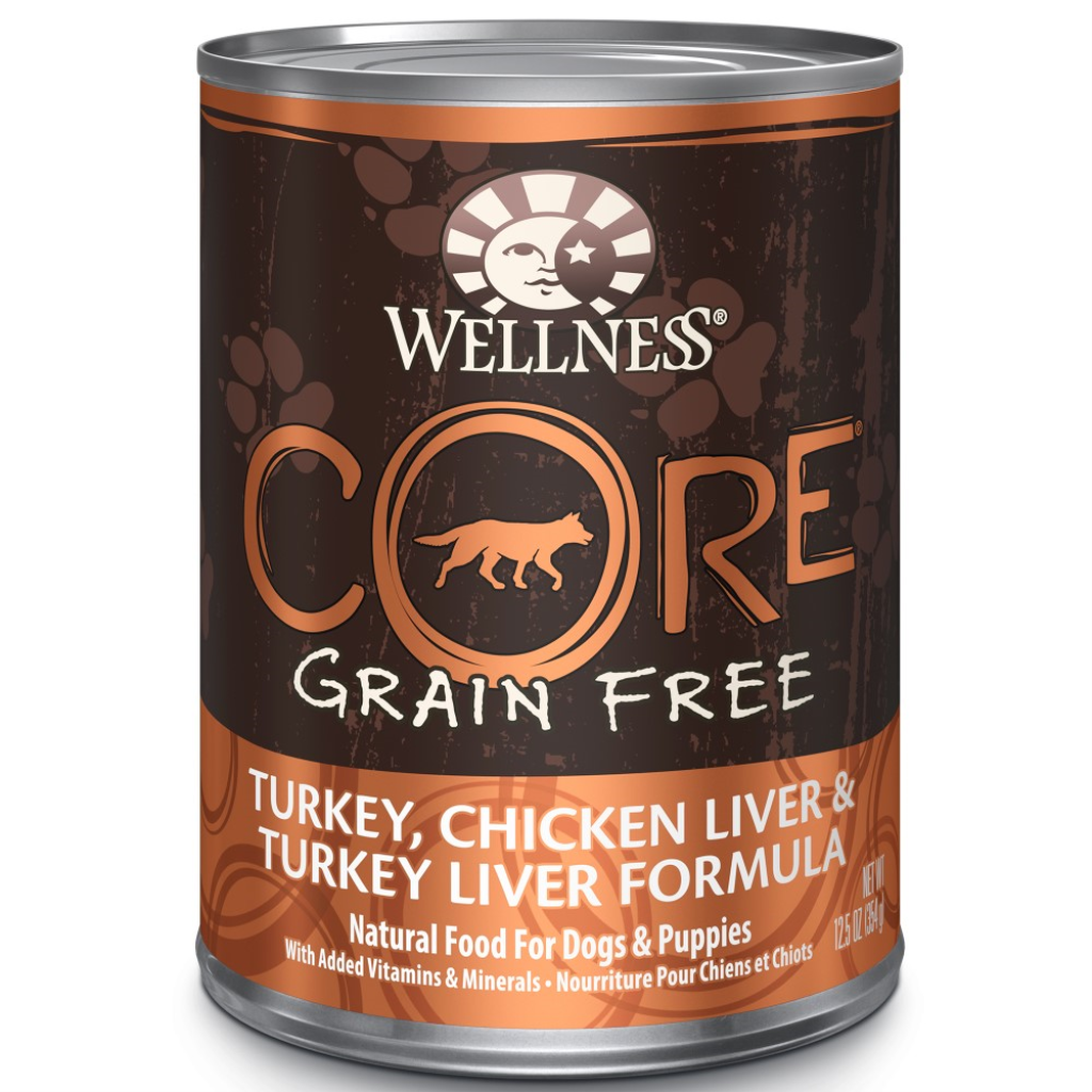 Wellness CORE Pate Grain-Free Turkey, Chicken Liver & Turkey Liver Formula Wet Dog Food Can, 12.5-oz