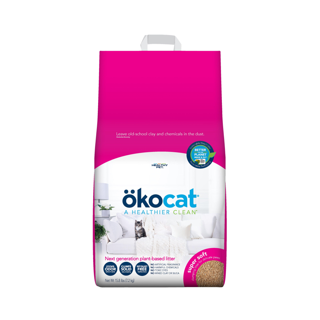 Okocat Super Soft Clumping Wood Sustainable Cat Litter, 15.8-lb