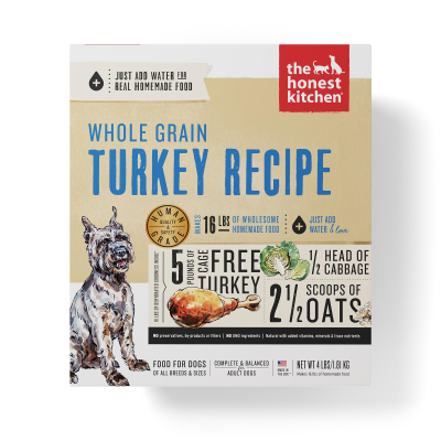 The Honest Kitchen Whole Grain Turkey Recipe Dehydrated Dog Food, 4-lb box
