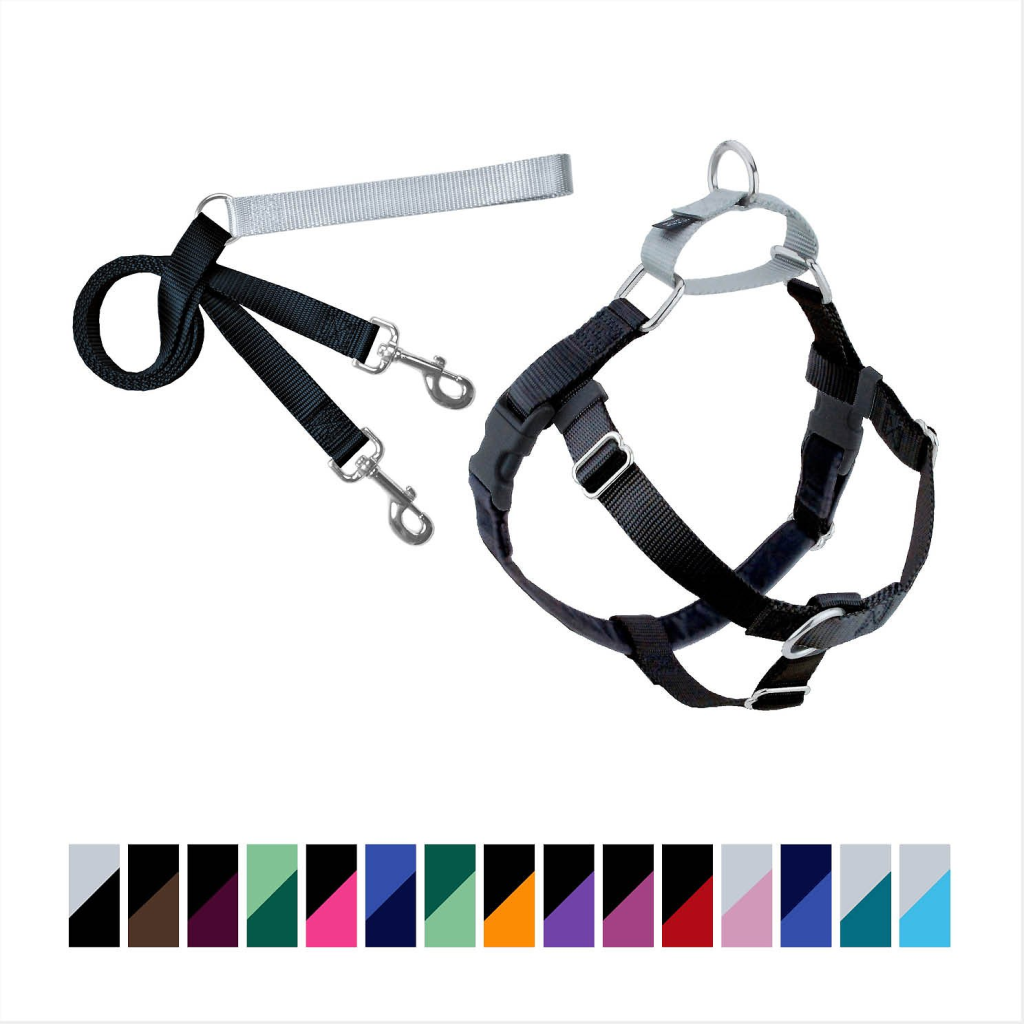 2 Hounds Design Freedom No Pull Dog Harness & Leash, Black, 1-in, XX-Large