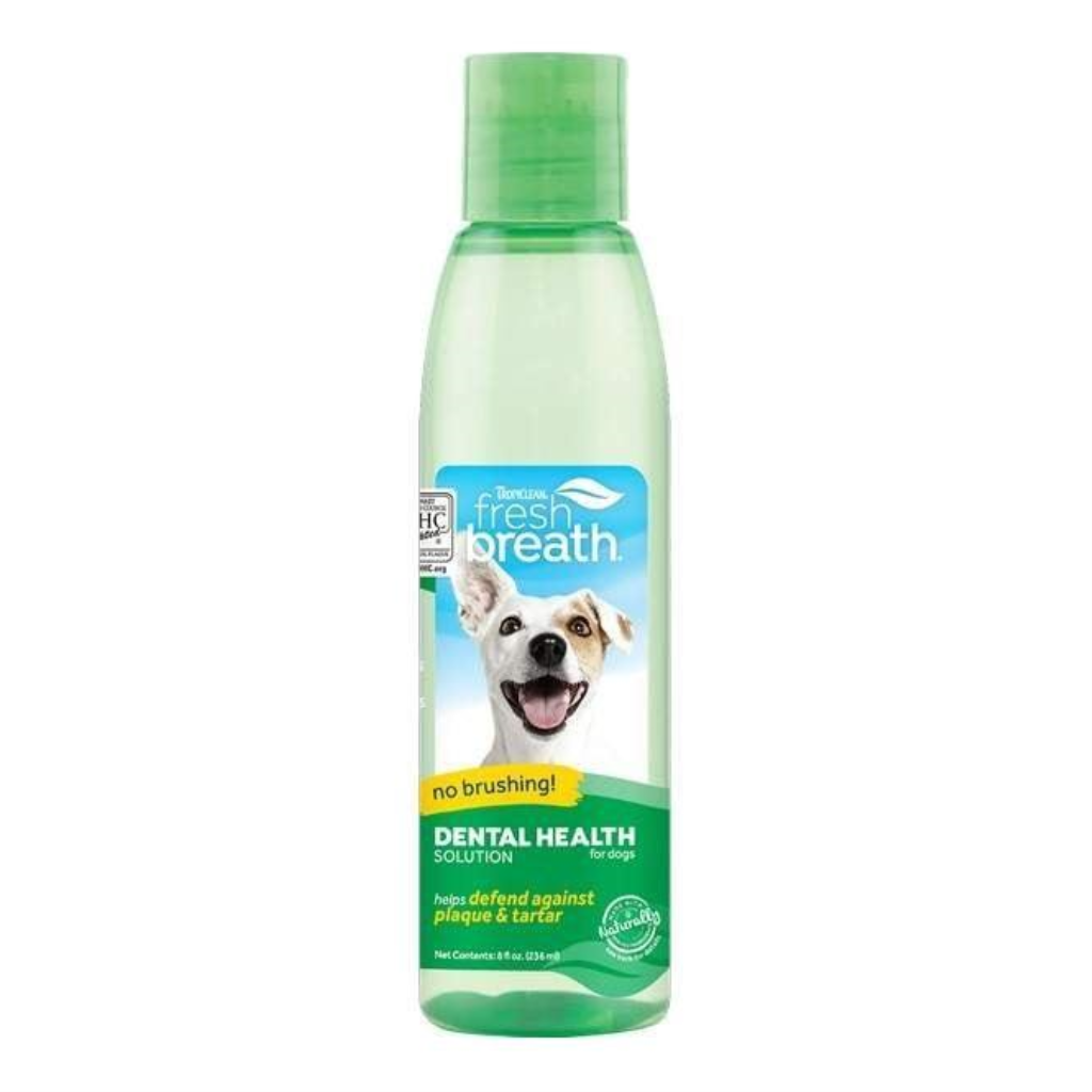 TropiClean Fresh Breath Dental Health Solution Water Additive for Dogs, 8-oz