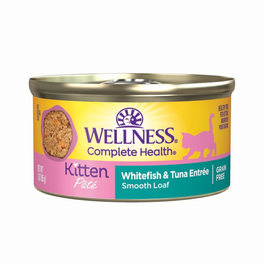 Wellness Complete Health Pate Kitten Whitefish & Tuna Wet Cat Food Can, 3-oz