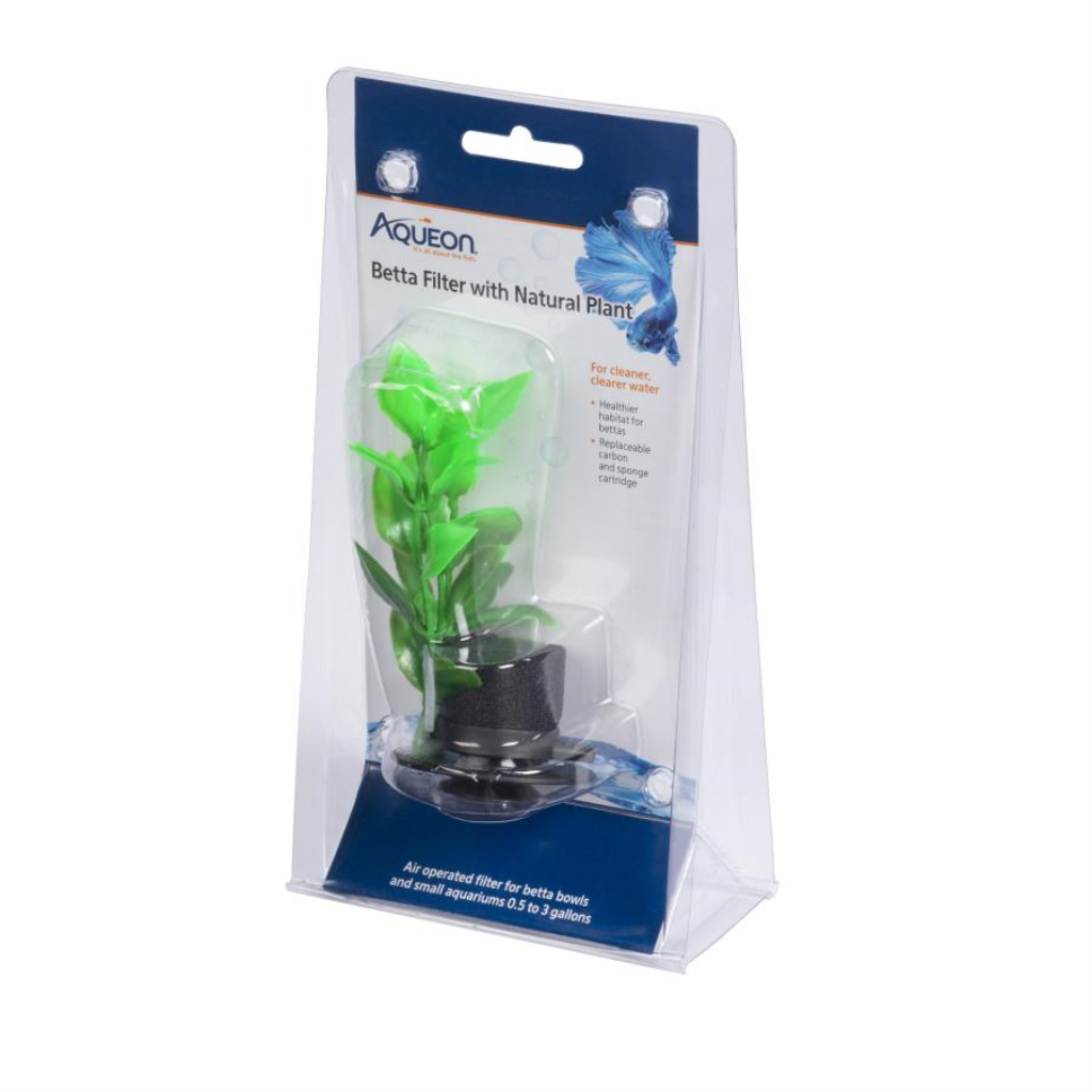 Aqueon Betta Filter with Natural Plant for Aquariums