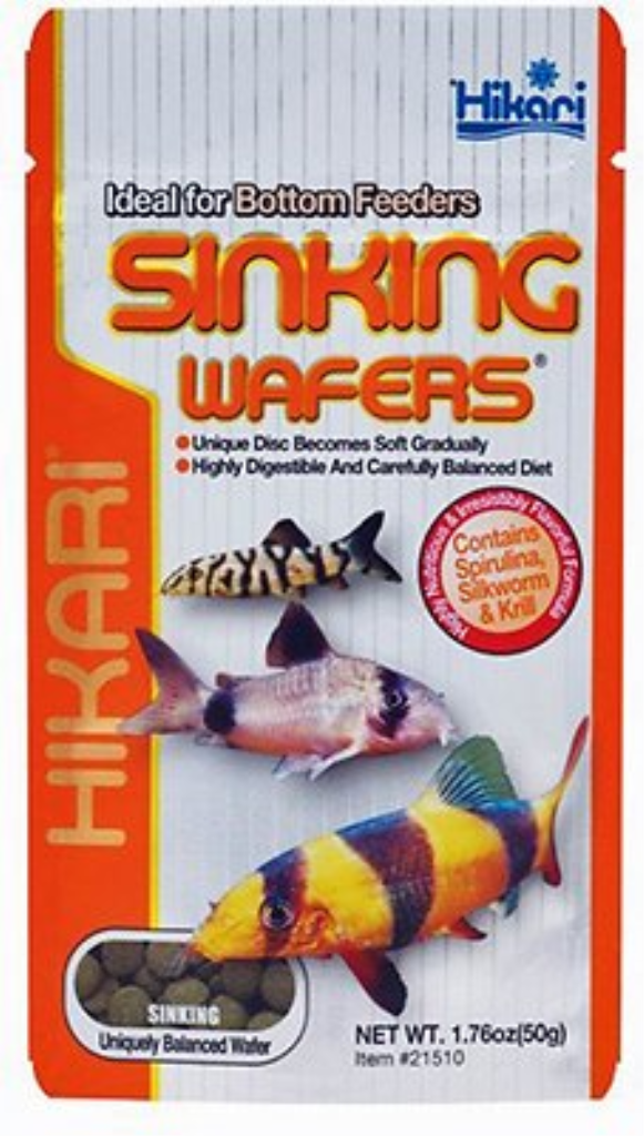 Hikari Sinking Wafers Bottom Feeders Fish Food, 1.76-oz pouch