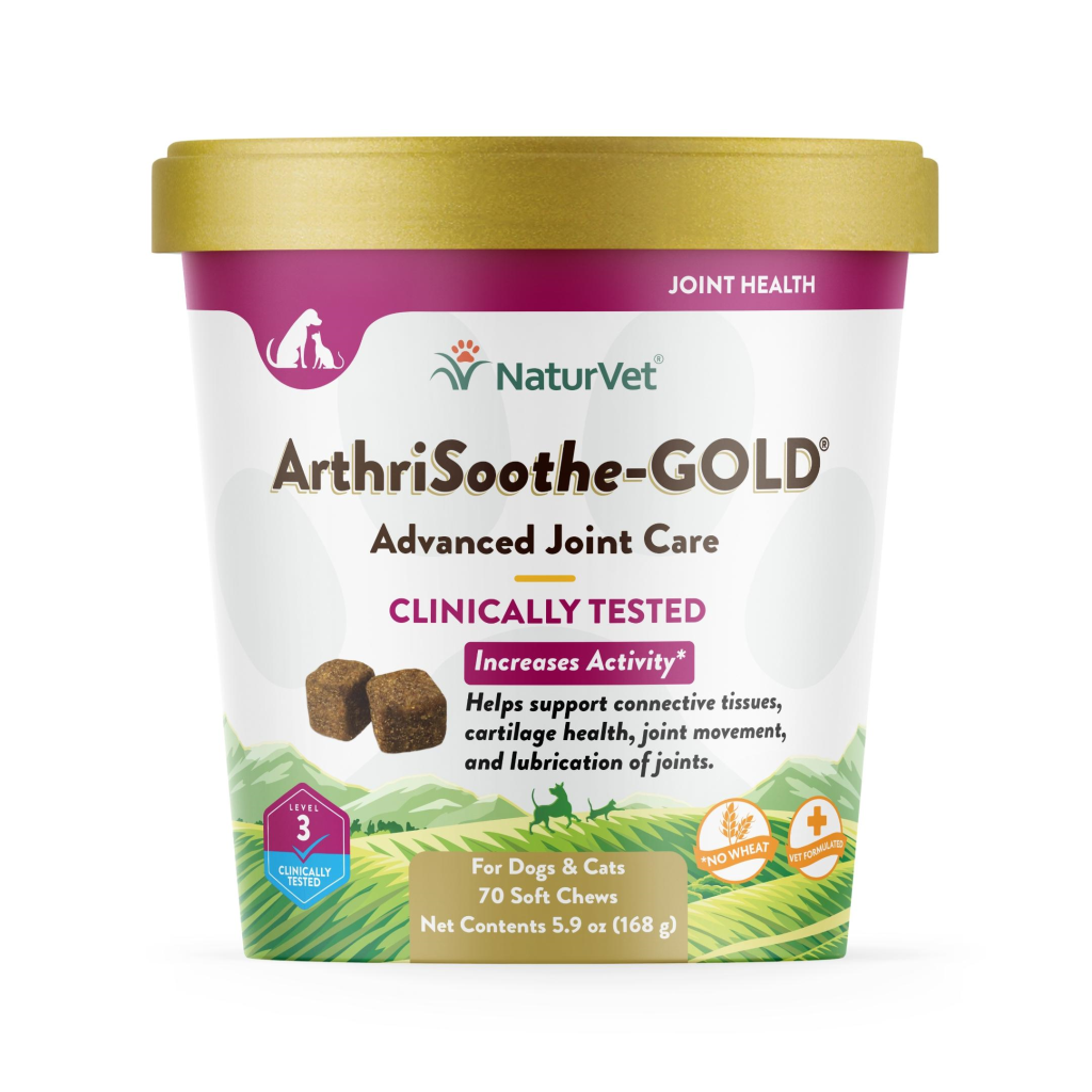 NaturVet Advanced Care ArthriSoothe-GOLD Clinically Tested Level 3 Soft Chews Dog Supplement, 70-count