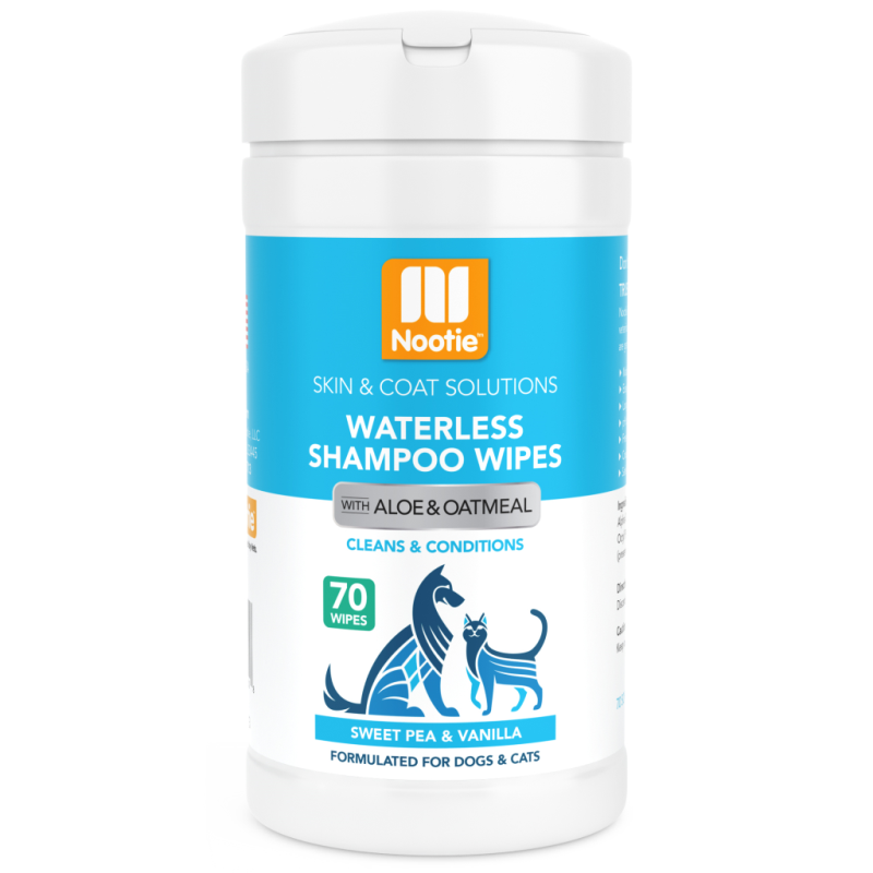 Nootie Sweet Pea & Vanilla Dog & Cat Waterless Shampoo Wipes, 70 count