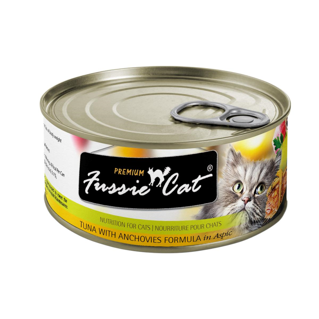 Fussie Cat Premium Tuna with Anchovies Formula in Aspic Grain-Free Canned Cat Food, 2.82-oz