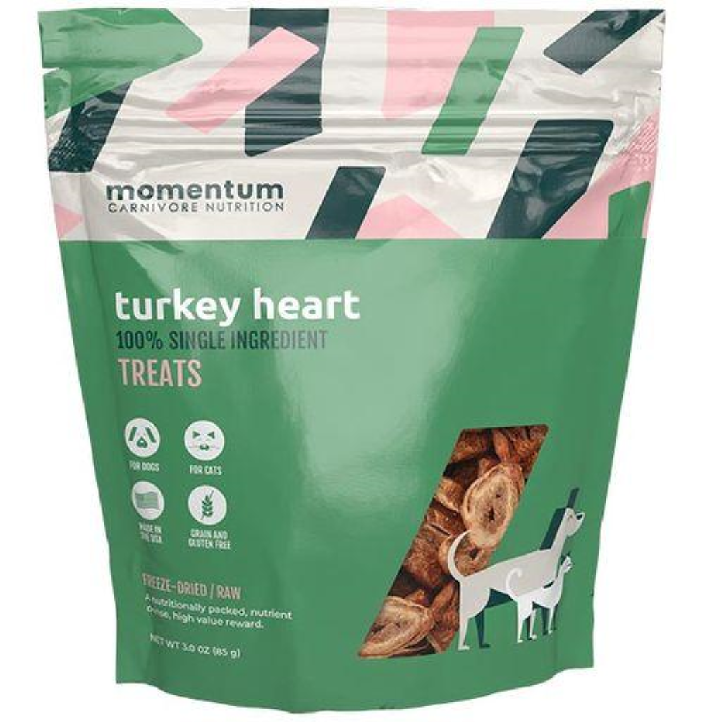 Momentum Carnivore Nutrition Turkey Heart Freeze-Dried Dog & Cat Treats, 3-oz