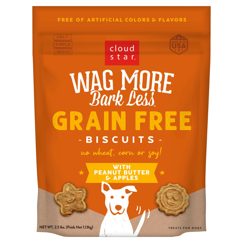 Cloud Star Wag More Bark Less Grain Free Peanut Butter & Apples Flavor Dog Treats, 2.5-lb