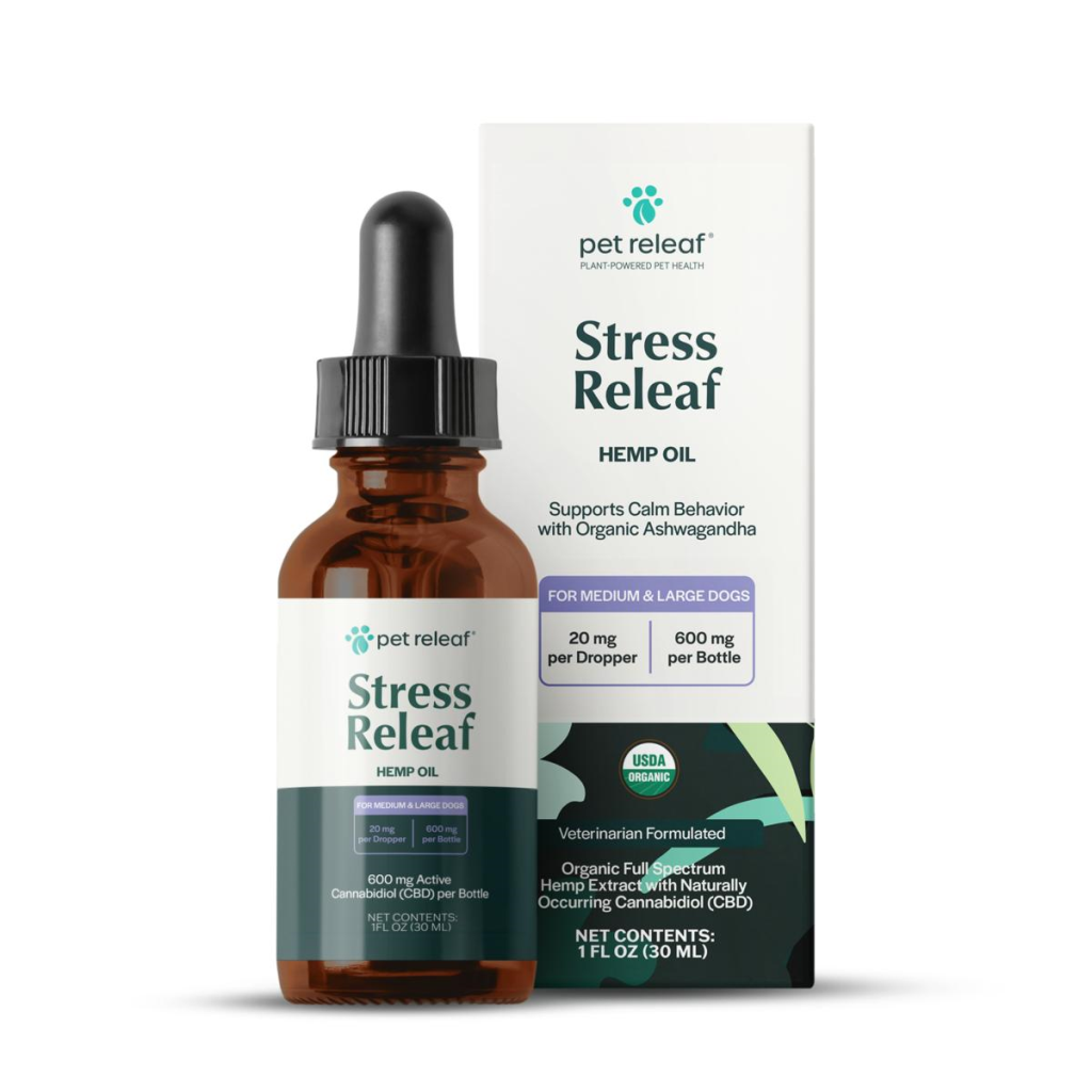 Pet Releaf Stress Releaf Oil Alternative Supplement for Medium & Large Dogs, 600mg, 1-oz
