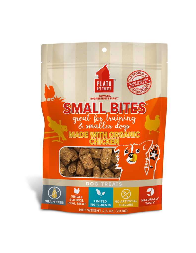 Plato Small Bites Organic Chicken Dog Treats, 2.5-oz
