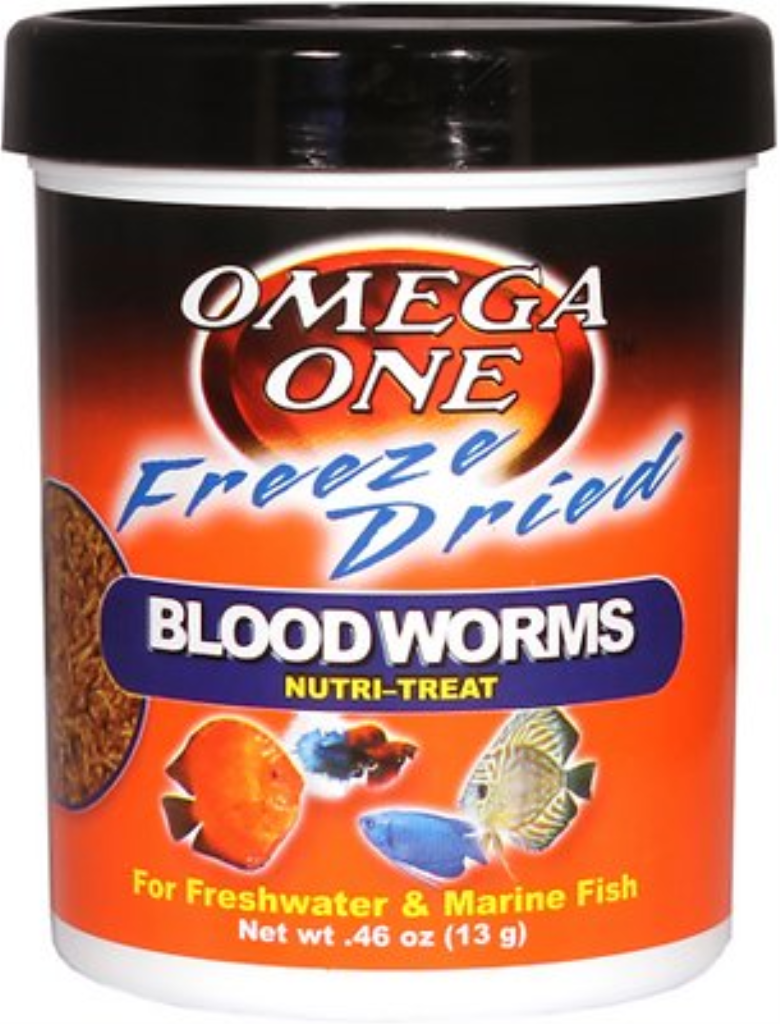 Omega One Freeze-Dried Blood Worms Freshwater & Marine Fish Treat, .46-oz jar