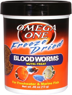 Omega One Freeze-Dried Blood Worms Freshwater & Marine Fish Treat, .46-oz jar