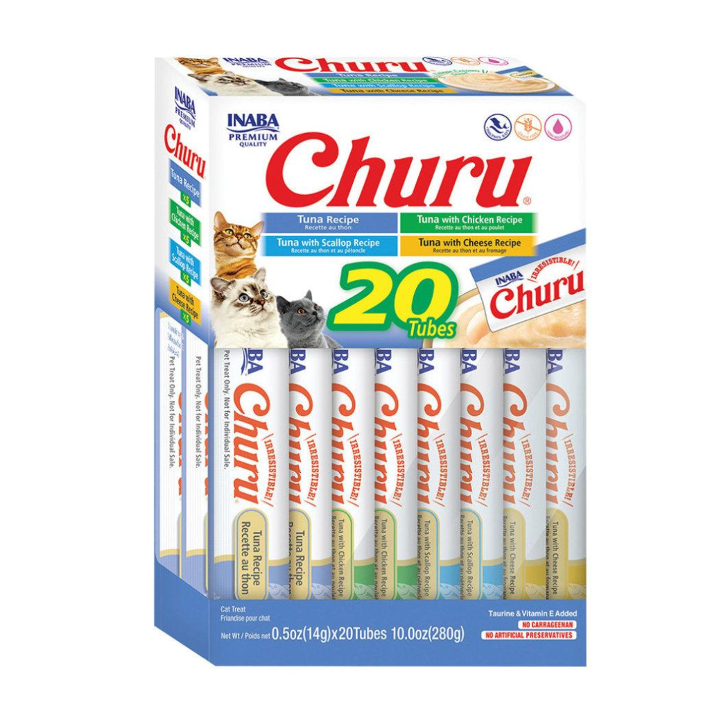 Inaba Churu Tuna Churu Puree Variety Pack Cat Treats, 20-pk box