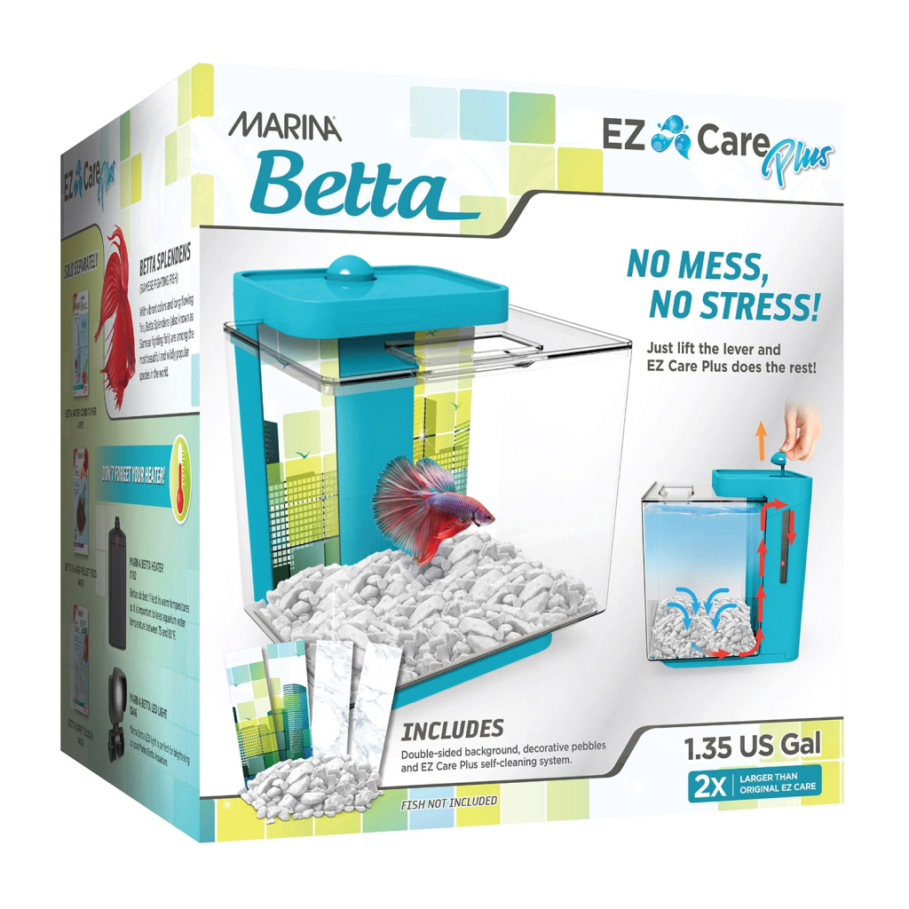 Marina Betta EZ Care Plus Aquarium Kit, Blue, 1.35-gal