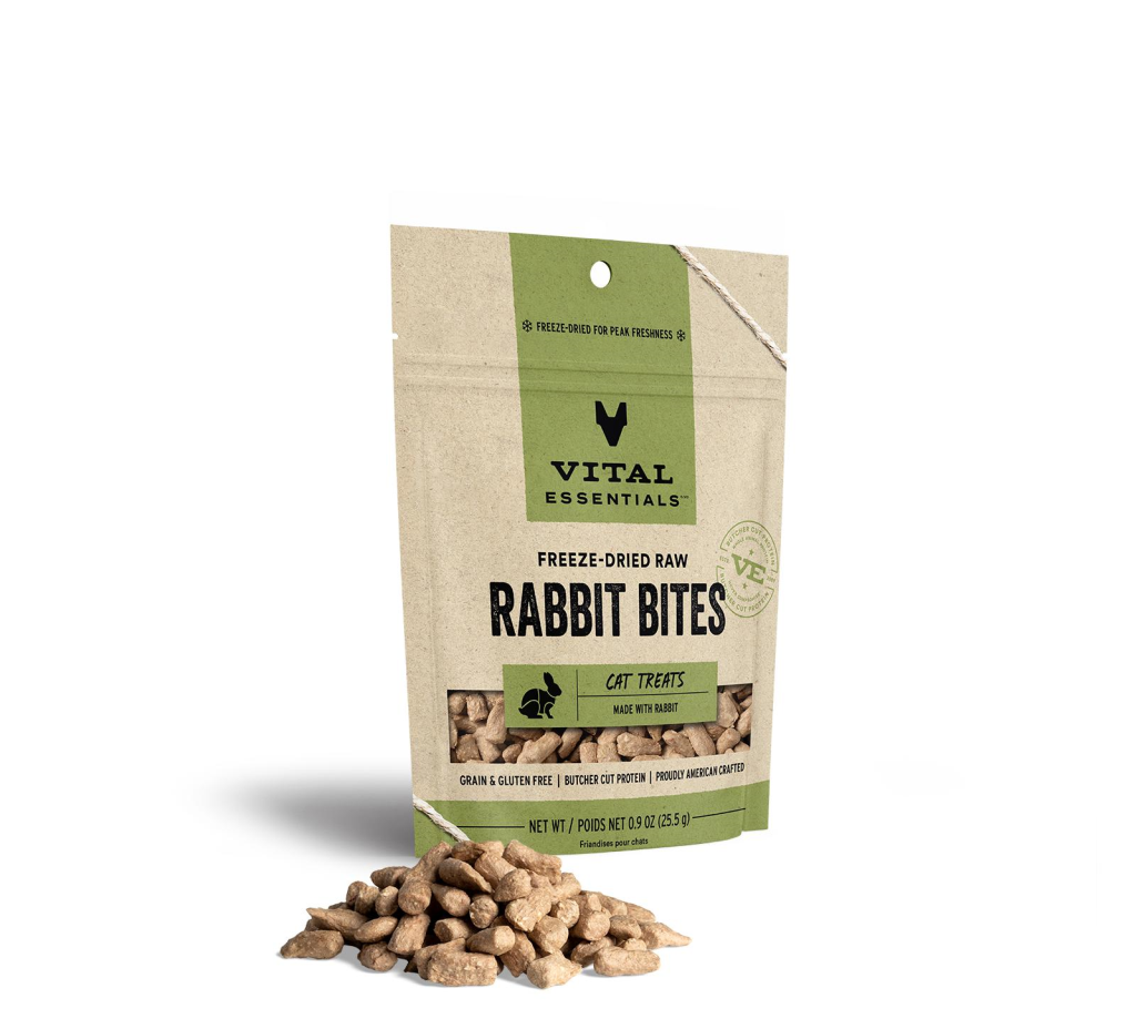 Vital Essentials Rabbit Bites Freeze-Dried Raw Cat Treats, 0.9-oz