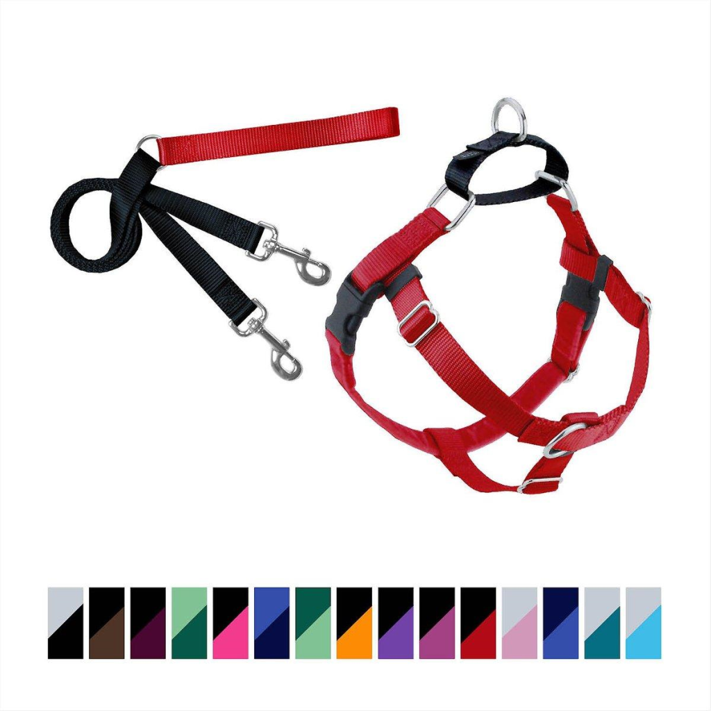 2 Hounds Design Freedom No-Pull Dog Harness & Training Leash, Red, 1-in x 36-44-in