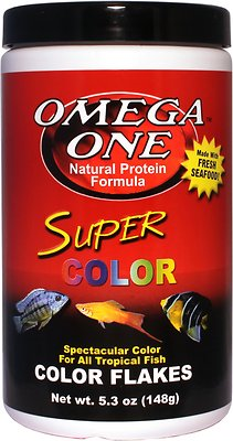 Omega One Super Color Flakes Tropical Fish Food, 5.3-oz jar