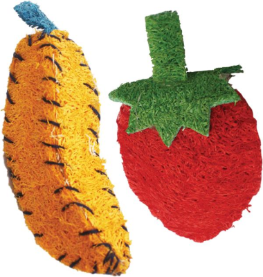A&E Cage Company Loofah Banana & Strawberry Small Animal Toy