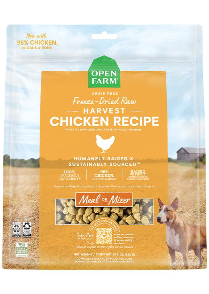 Open Farm Harvest Chicken Recipe Freeze-Dried Raw Dog Food, 13.5-oz