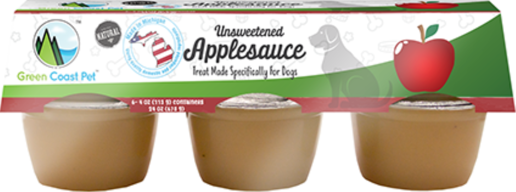 Green Coast Unsweetened Applesauce Treat for Dogs, 6-pack