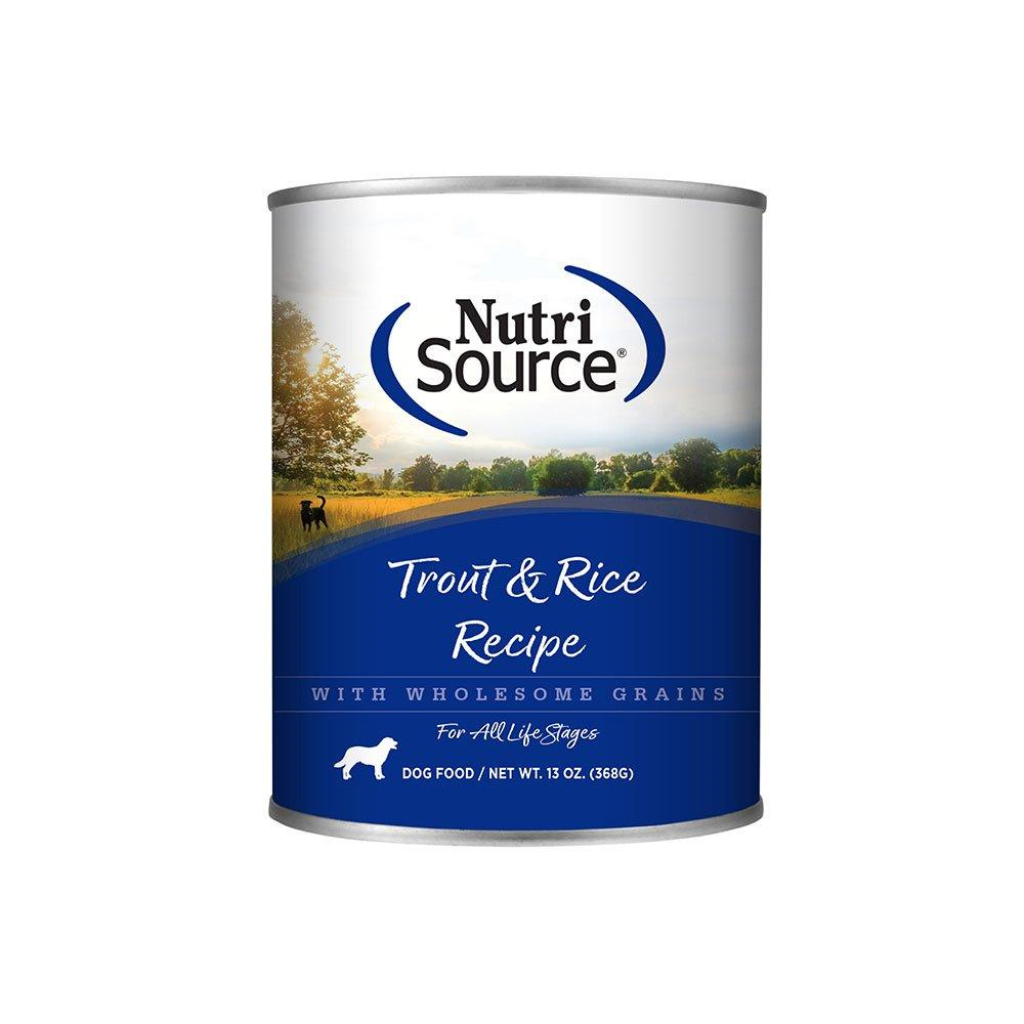 NutriSource Trout & Rice Recipe Wet Dog Food Can, 13-oz
