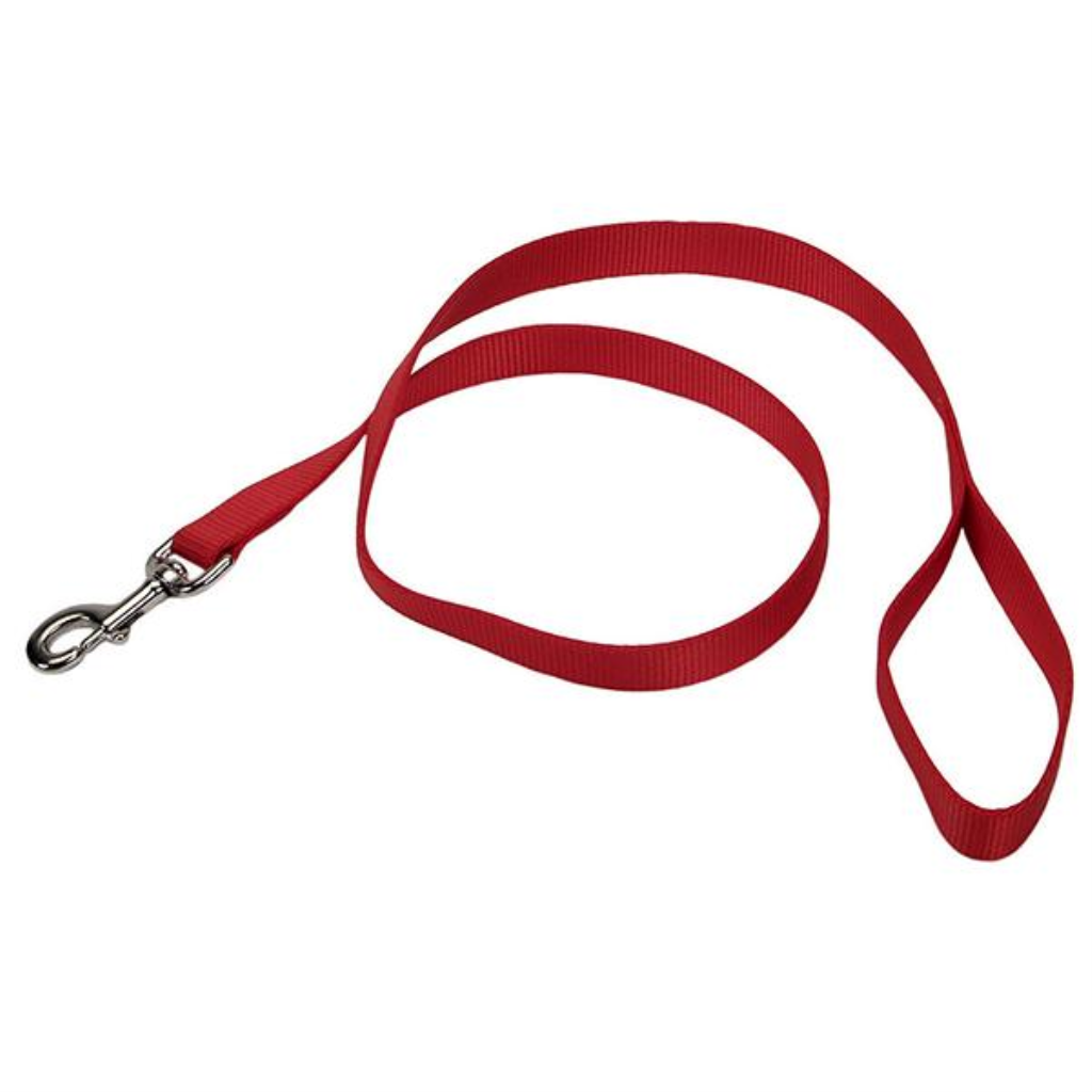 Coastal Single-Ply Dog Leash, Red, 1-in Wide x 6-ft Long