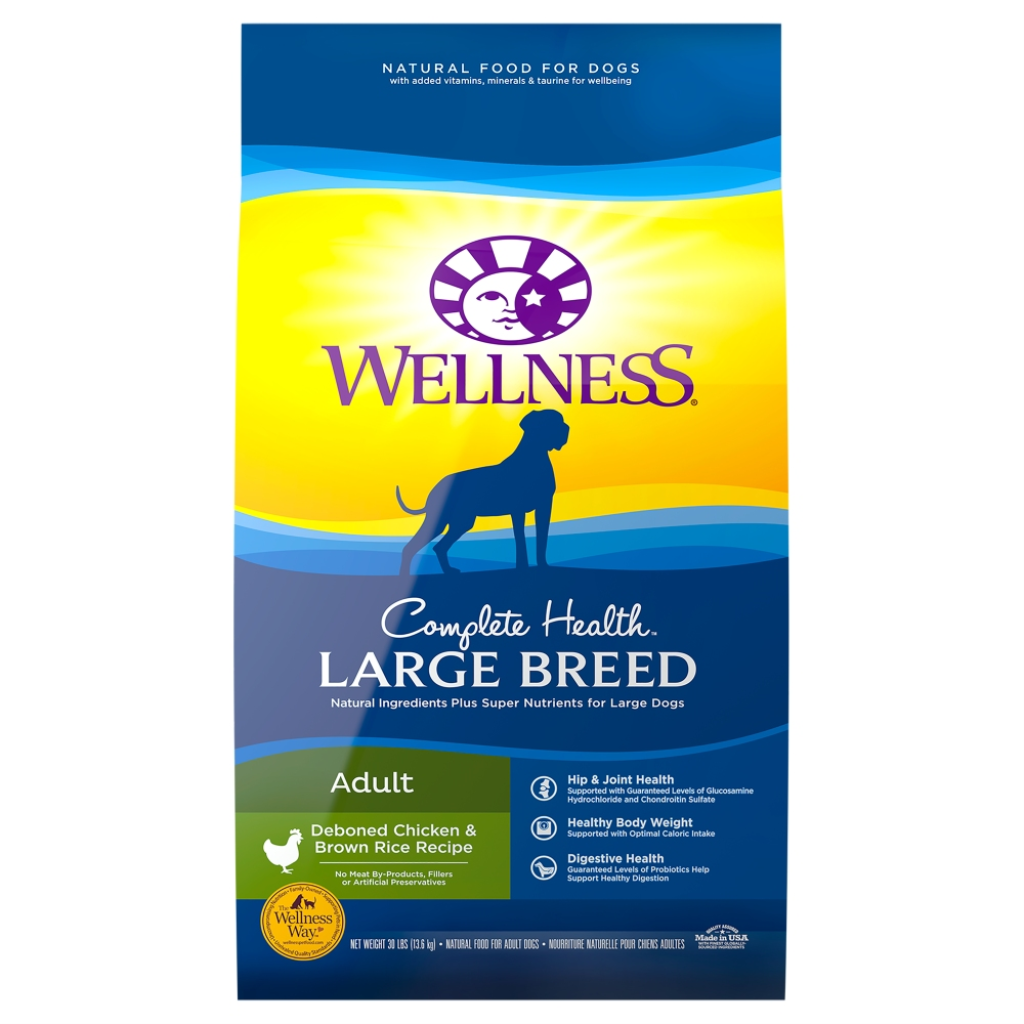 Wellness Complete Health Large Breed Adult Chicken & Brown Rice Dry Dog Food, 30-lb