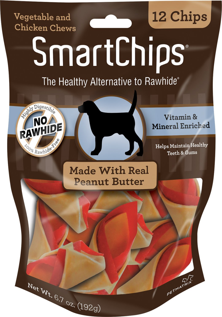 SmartBones SmartChips Peanut Butter Chews Dog Treats, 12-pack