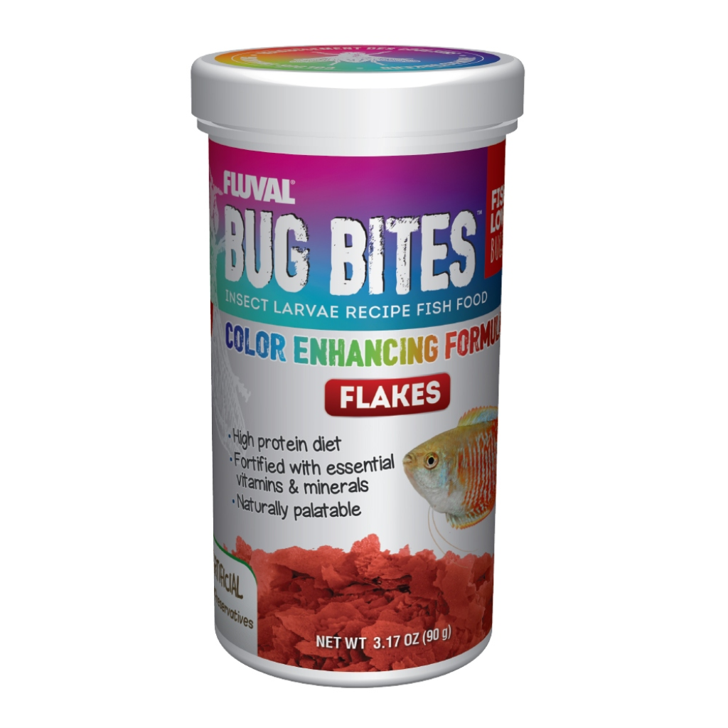Fluval Bug Bites Color Enhancing Flakes Fish Food, 3.17-oz