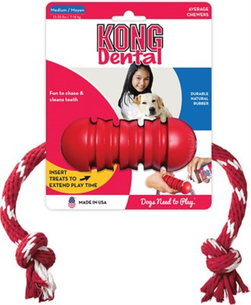 KONG Dental with Rope Dog Toy, Medium