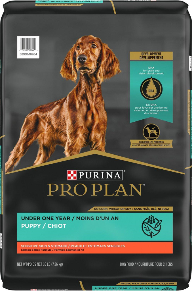 Purina Pro Plan Sensitive Skin & Stomach Salmon & Rice Puppy Dry Dog Food, 16-lb