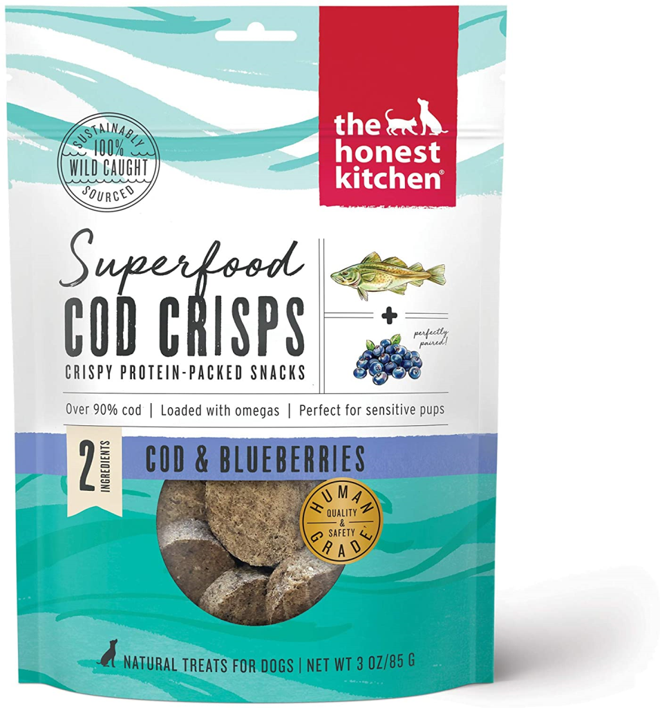 The Honest Kitchen Superfood Cod Crisps Cod & Blueberries Dog Treats, 3-oz