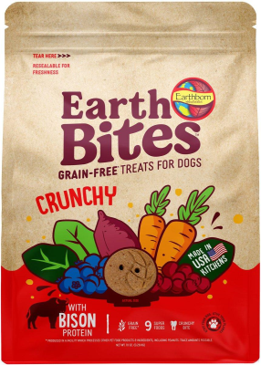 Earthborn Holistic EarthBites Bison Flavor Crunchy Dog Treats, 10-oz