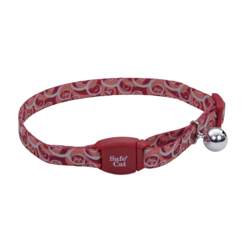 Safe Cat Adjustable Breakaway Collar with Magnetic Buckle for Cats, Garnet Swirls, 3/8-in x 8-12-in