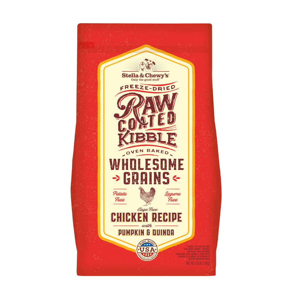 Stella & Chewy's Raw Coated Kibble Wholesome Grains Chicken, Pumpkin & Quinoa Dry Dog Food, 3.5-lb