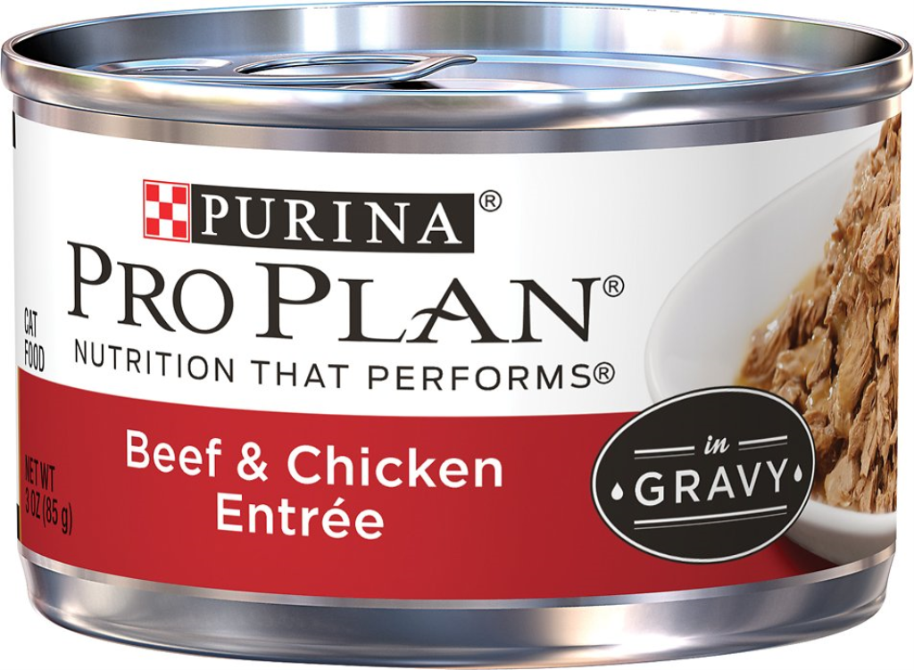 Purina Pro Plan Beef & Chicken Entrée in Gravy Canned Cat Food, 3-oz