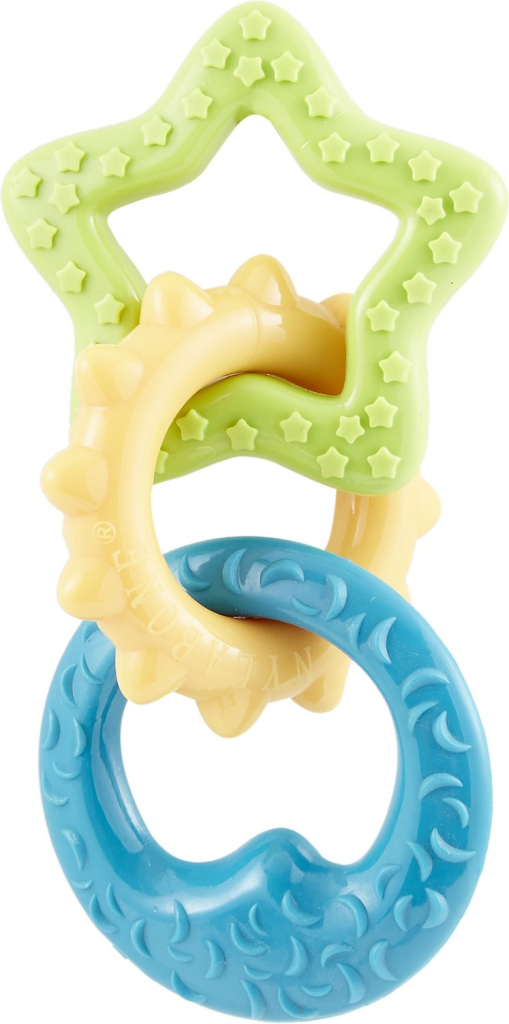 Nylabone Puppy Power Chew Teething Toy Rings Bacon SM