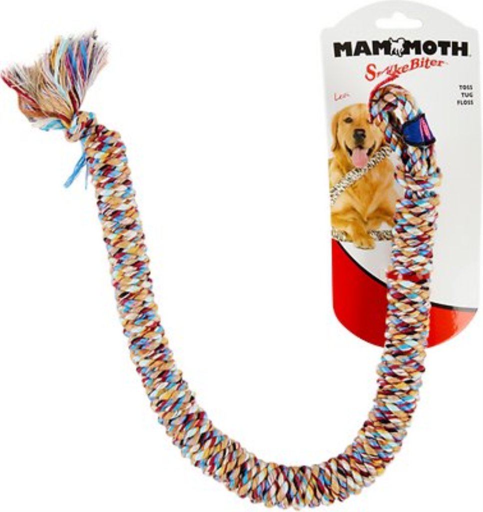 Mammoth SnakeBiter Snake Rope Dog Toy, Color Varies, Small