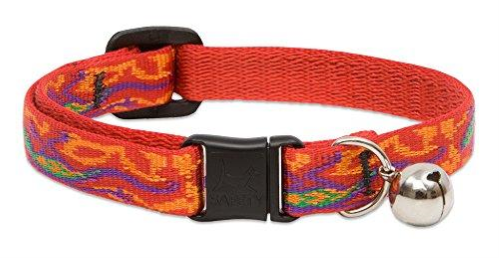 Lupine Pet Original Designs Safety Collar with Bell for Cats, Go Go Gecko, 1/2-in x 8-12-in