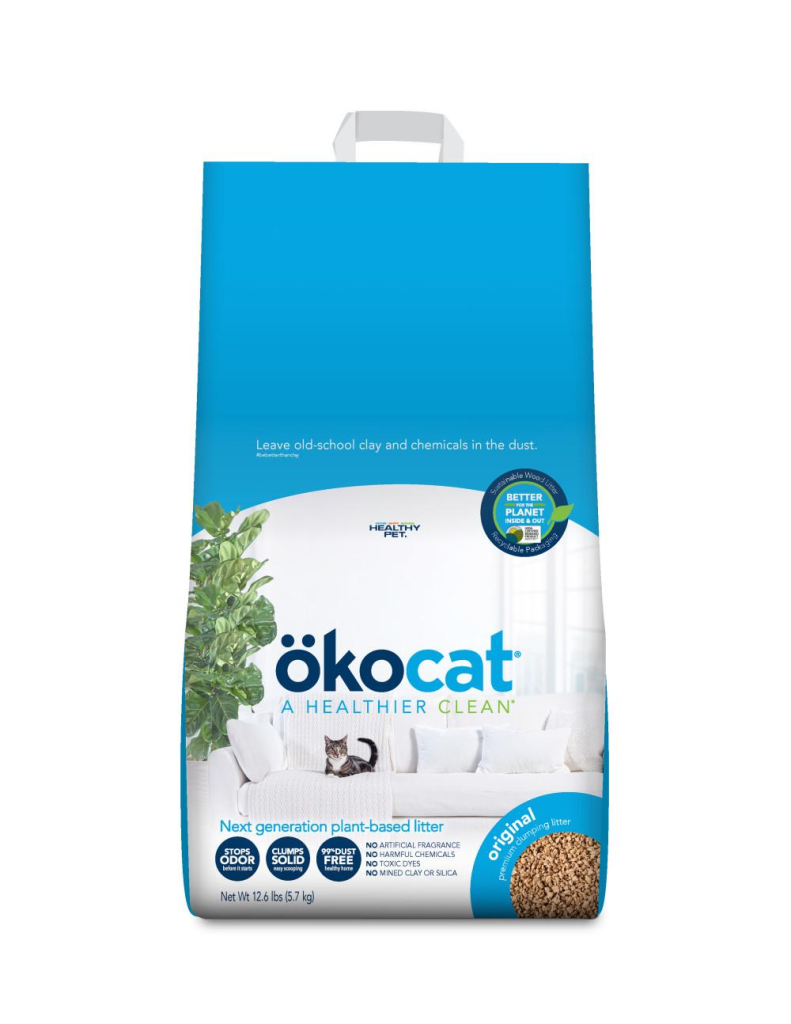 Okocat Original Premium Natural Wood Clumping Cat Litter, 12.6-lb