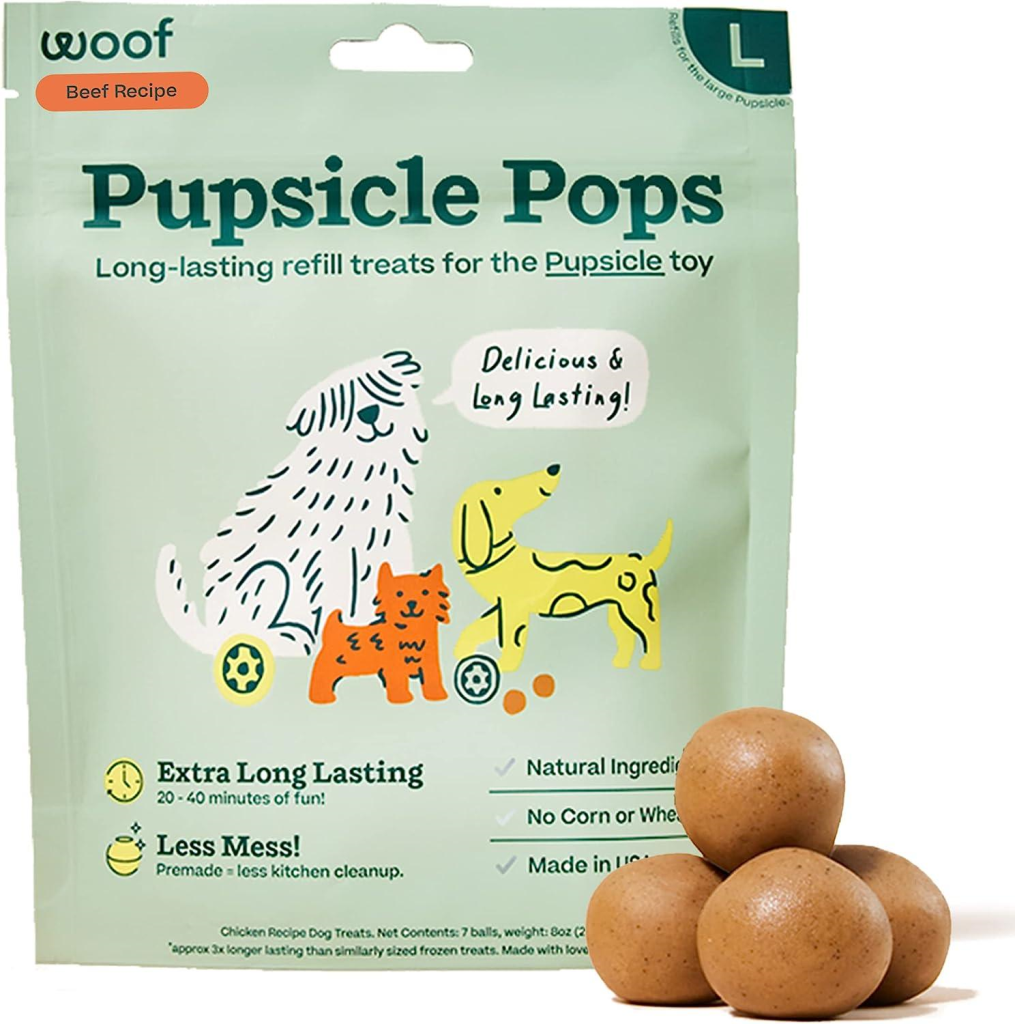 Woof Pupsicle Pops Beef Flavor Dog Treats, Large, 7-count