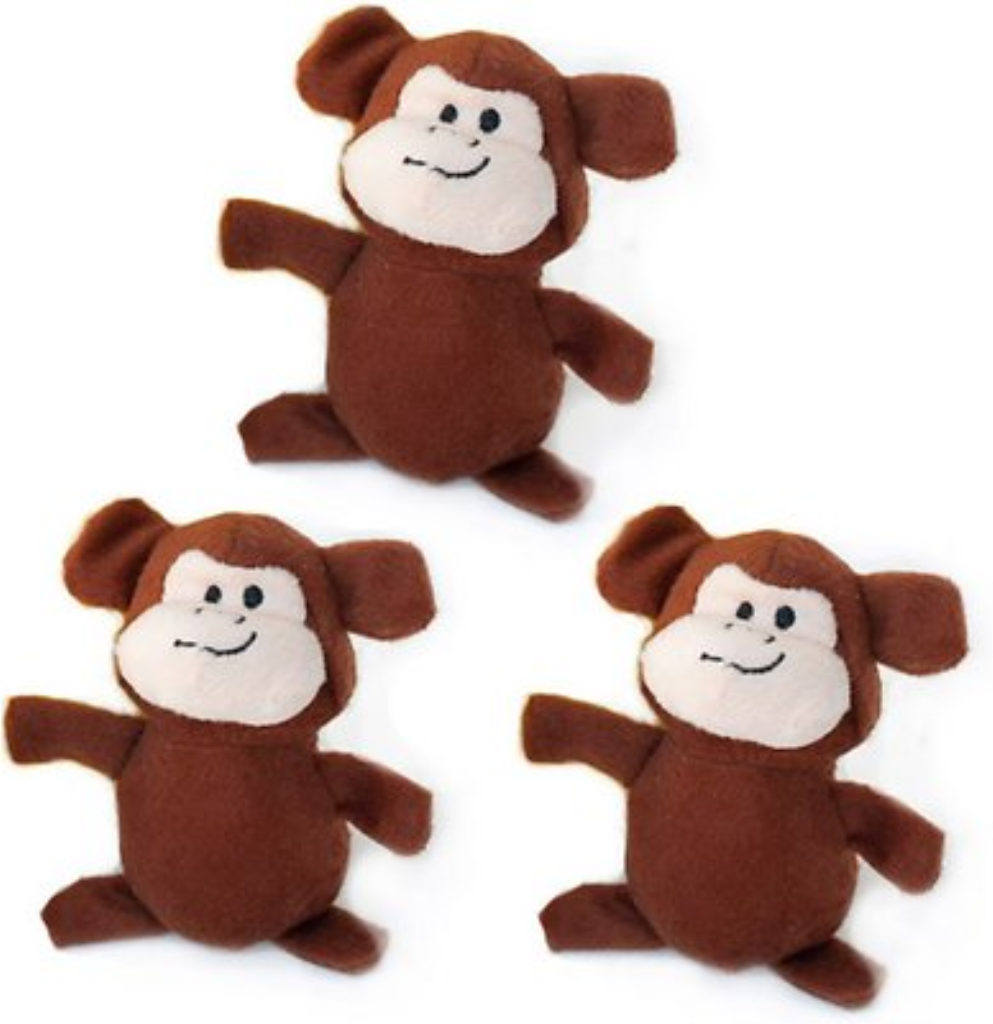 ZippyPaws Burrow Squeaky Hide and Seek Plush Dog Toy, Monkey 'n Banana, Refills