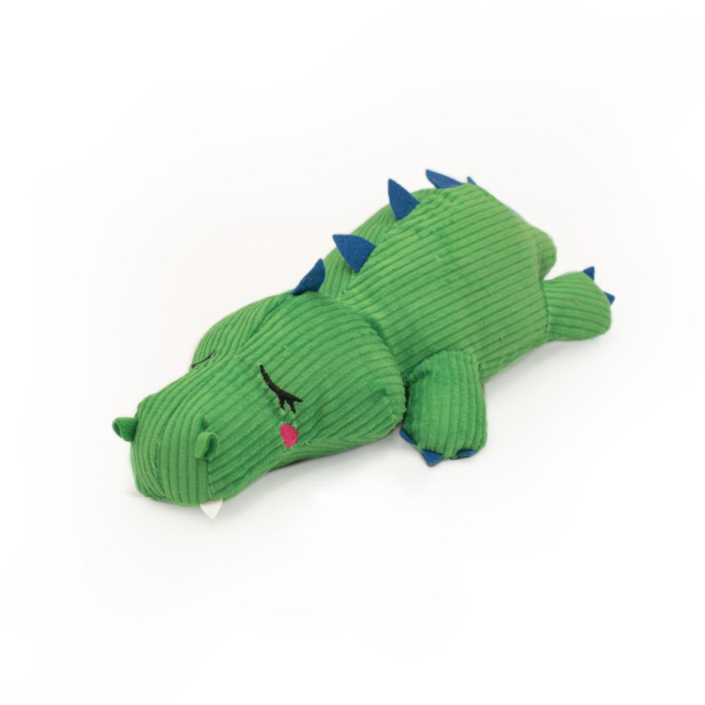 ZippyPaws Snooziez with Shhhqueaker Alligator Dog Toy, 10 x 4.5 x 4-in