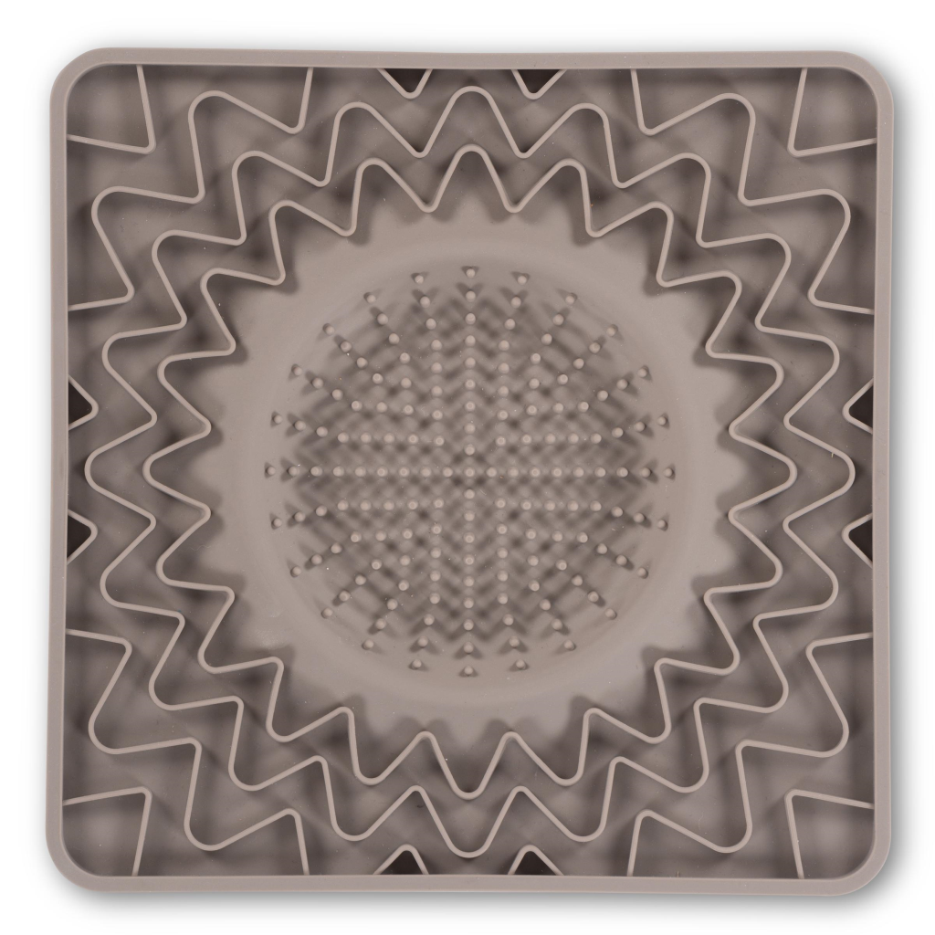 Messy Mutts Framed Silicone Interactive Licking Bowl Mat Dog Slow Feeder, Grey, 10-in x 10-in